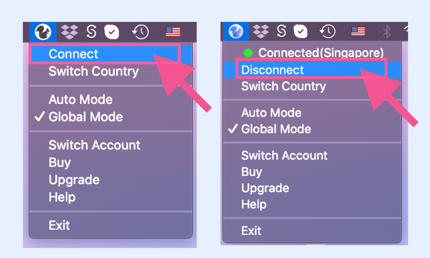 SquirrelVPN connect & disconnect